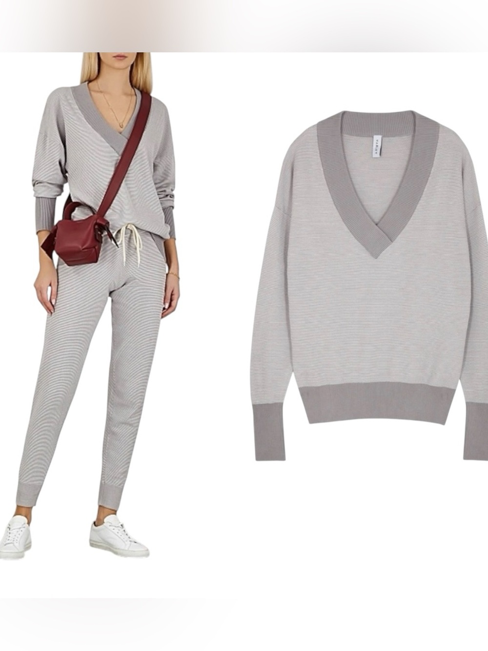 Varley Gower Sweater, gray ribbed 100% cotton natural fibers women’s XS